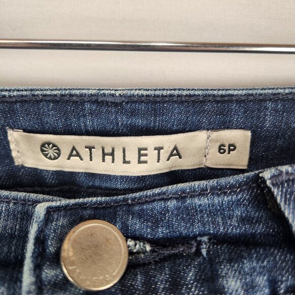 Athleta  Denim Jeans Womens 6p Petite Mid Rise Dark Wash Shaping Stretch Pants - Picture 6 of 8